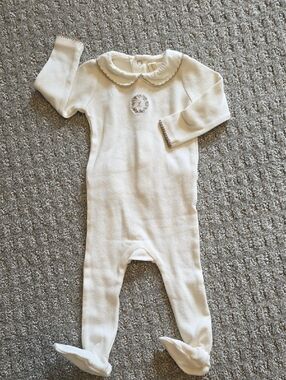 Pointelle Classic Cream Baby One-Piece with Peter Pan Collar | 3M